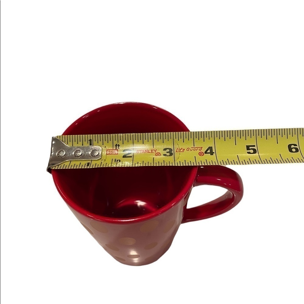 STARBUCKS 2005 16 oz Red with Gold Oval Polka Dots Coffee Mug Cup - Picture 7 of 8